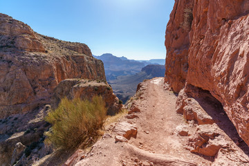 hiking the south kaibab trail in grand canyon national park, arizona, usa