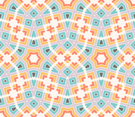 Colorful abstract mosaic seamless pattern. Tile ornamental geometric background. Wrapping paper. Vector illustration.        