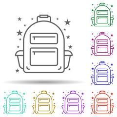 Bag backpack school bag multi color icon. Simple thin line, outline vector of bags icons for ui and ux, website or mobile application