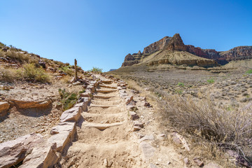 hiking the south kaibab trail at the tipoff in grand canyon national park, arizona, usa