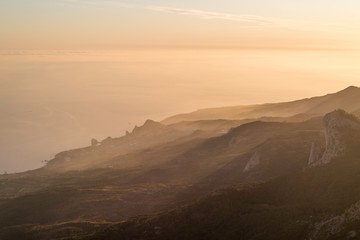 Obraz premium The autumn nature landscape in Crimea. Sun Day.