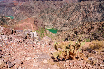 hiking zig zag on the south kaibab trail in grand canyon national park, arizona, usa