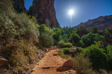 hiking the bright angel trail in grand canyon national park, arizona, usa