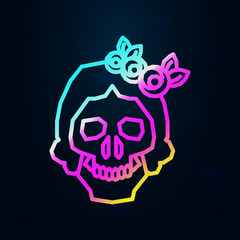 Catrina, flower, plant, hair, skull nolan icon. Simple thin line, outline vector of dia de muertos icons for ui and ux, website or mobile application