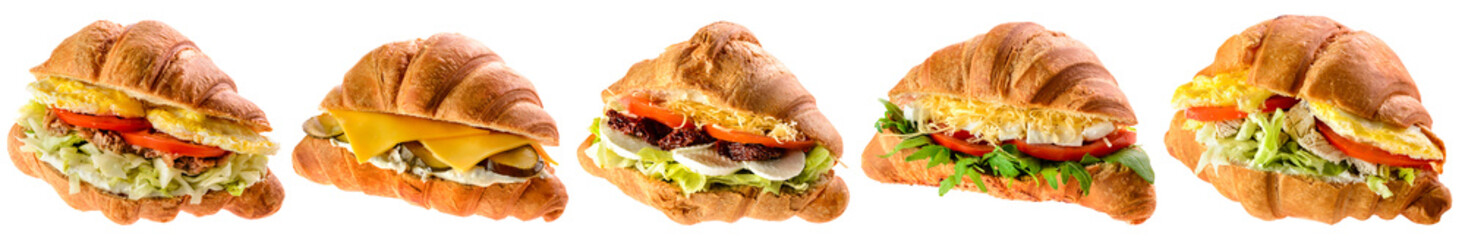 set of croissants with filling isolated