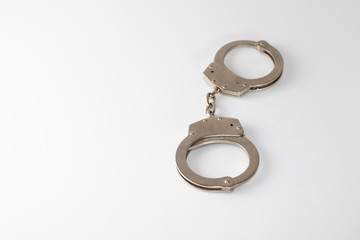 steel metal Handcuffs on  white background isolate
