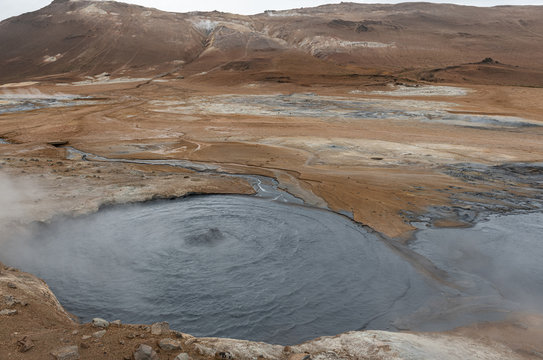 Mud Pots in the Hverir Geothermal Area, Iceland