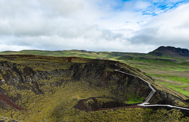 Grabrok Crater in western Iceland