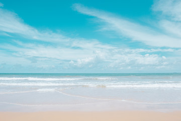 Horizon View on the Pacific Ocean - Beautiful Sea with Blue Sky and White Clouds