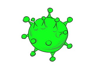 Coronavirus, symbol covid-19. Green virus image, hand drawing. Color illustration modern