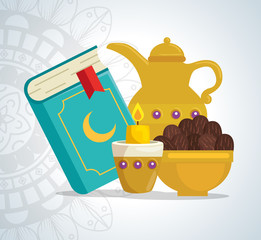 set of utensils traditionals of ramadan kareem vector illustration design