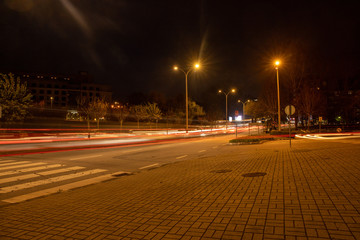 long exposure of cars at night in the city