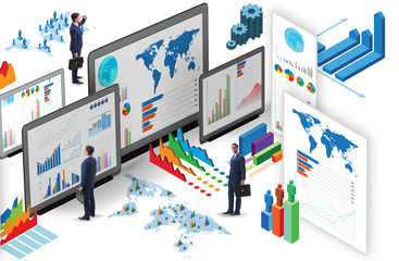 Businessman in business visualization and infographics concept