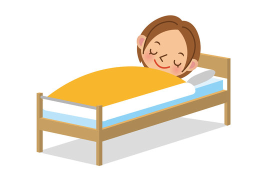 recommend clip art: ベッドで眠る女性