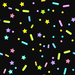 Sprinkle Cupcake Donut Topping. Seamless Pattern 