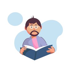Flat style vector illustration, daddy is reading a book for website landing page, poster, pamphlet or any design