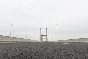 low angle empty bridge for a highway