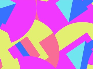 Beautiful of Colorful Art Blue, Pink, and Yellow, Abstract Modern Shape. Image for Background or Wallpaper