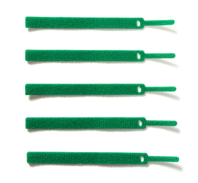 Green Velcro Cable Ties On White Background