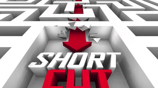 Short Cut Save Time Better Way Maze Break Through 3d Animation