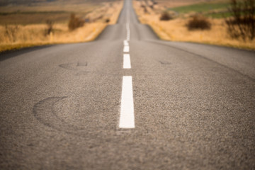 Long straight road in Iceland