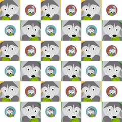 Dog Holding the Ball Cute Illustration, Cartoon Funny Character, Pattern Wallpaper 