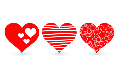 Collection of heart illustrations, Love symbol icon set,Valentine’s Day, vector.