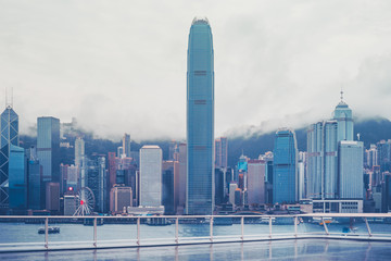 Hong Kong Victoria Harbour view after rain