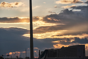 sunset over the city