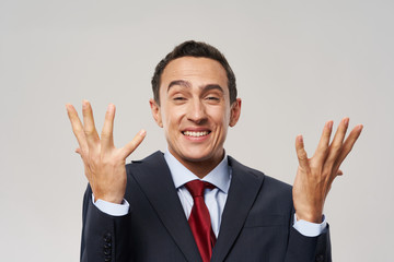 businessman showing stop gesture