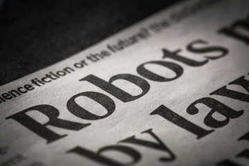 Robots written headlined newspaper isolated