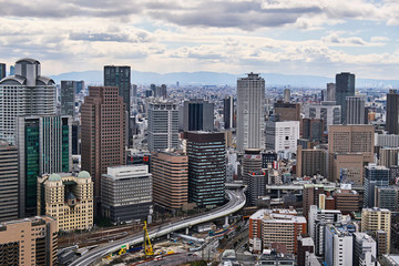 Skyline of City, Osaka, Japna.