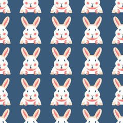 Seamless pattern with cute rabbits and bunnies 