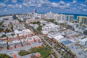 Aerial View of Miami Beach, a suburb on the beach