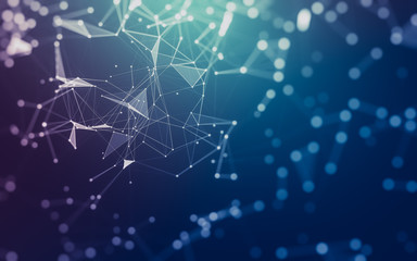 Abstract background. Molecules technology with polygonal shapes, connecting dots and lines....