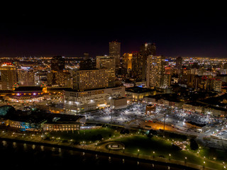 Fototapeta na wymiar Aerial View of New Orleans, Louisiana right after Sunset