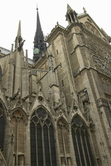 Fototapeta na wymiar Exterior of the Notre Dame Cathedral, Paris, France