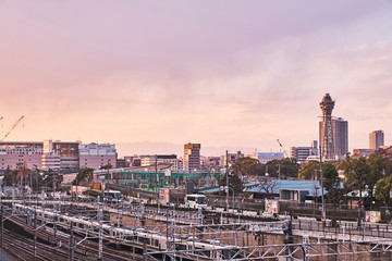 sunset over the city