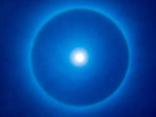 A solar halo in the clean sky during Palm Sunday (04.05.2020, Caracas, Venezuela).