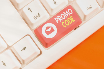 Word writing text Promo Code. Business photo showcasing digital numbers that give you good discount on certain product