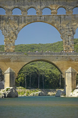 Fototapeta na wymiar Close up of River Gard and the Pont du Gard, Nimes, France
