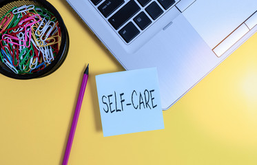 Handwriting text writing Self Care. Conceptual photo the practice of taking action to improve one s...