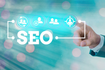 Word writing text Seo. Business photo showcasing incredibly effective way to market your near...