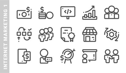 internet marketing 1 icon set. Outline Style. each made in 64x64 pixel