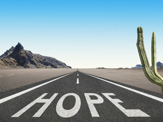 Hope sign for positive future outcome and hopefulness concept.