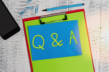 Writing note showing Q And A. Business concept for a period of time or an occasion when someone...