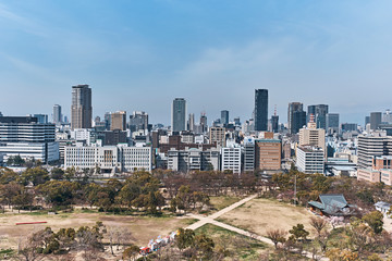 Naklejka na ściany i meble city skyline of Osaka, Japan.