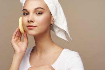 young woman with towel