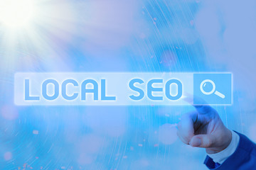 Writing note showing Local Seo. Business concept for optimize your website to rank better for a local audience