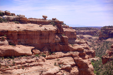 Desert promontory with massive standing stone in the Bears Ears wilderness area of Southern Utah.  